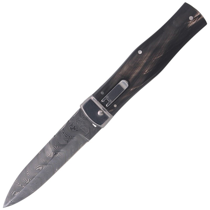 Nóż sprężynowy Mikov Predator Damascus Buffalo Horn (241-DR-1/KP)