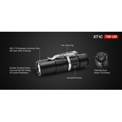 Latarka Klarus 700lm, 16340 / 700mAh Compact Tactical Flashlight (XT1C)