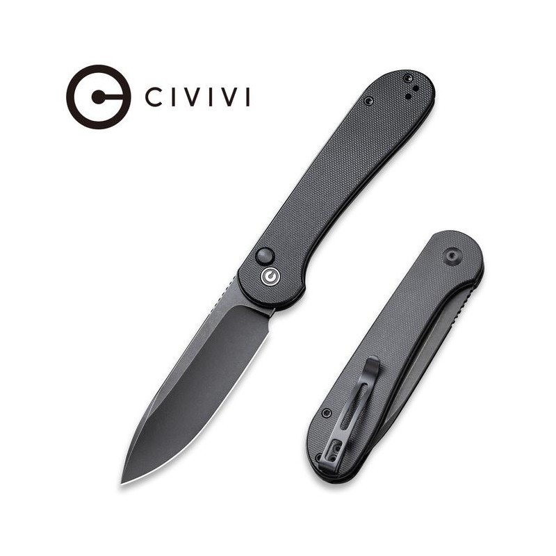 Nóż CIVIVI Button Lock Elementum Black G10, Black Stonewashed (C2103A)