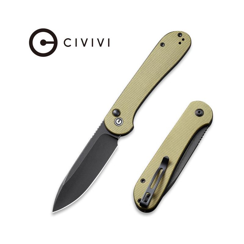 Nóż CIVIVI Button Lock Elementum Olive Micarta, Black Stonewashed (C2103B)