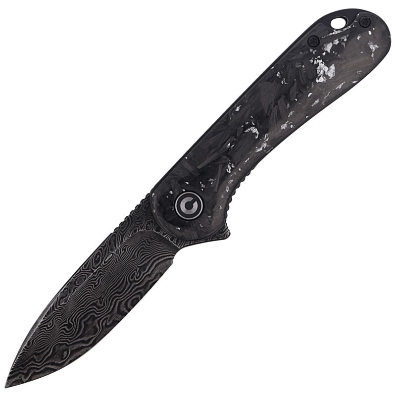 Nóż CIVIVI Elementum Flipper Shredded Carbon Fiber / Silvery Shred, Black Damascus (C907C-DS2)