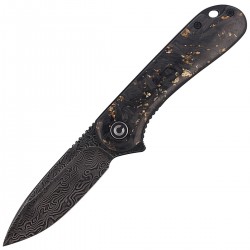 Nóż CIVIVI Elementum Flipper Shredded Carbon Fiber / Golden Shred, Black Damascus (C907C-DS1)