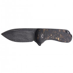 Nóż CIVIVI Elementum Flipper Shredded Carbon Fiber / Golden Shred, Black Damascus (C907C-DS1)