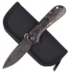 Nóż CIVIVI Elementum Flipper Shredded Carbon Fiber / Golden Shred, Black Damascus (C907C-DS1)