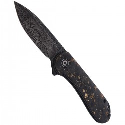 Nóż CIVIVI Elementum Flipper Shredded Carbon Fiber / Golden Shred, Black Damascus (C907C-DS1)