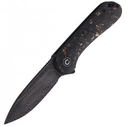 Nóż CIVIVI Elementum Flipper Shredded Carbon Fiber / Golden Shred, Black Damascus (C907C-DS1)