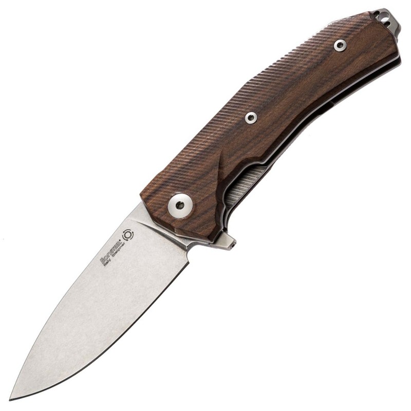 Nóż LionSteel KUR Santos Wood, Stone Washed Blade (KUR ST)