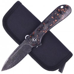 Nóż CIVIVI Elementum Flipper Shredded Carbon Fiber / Copper Shred, Black Damascus (C907C-DS3)