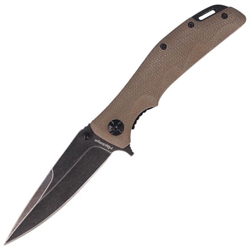 Nóż FoxEdge Mandatory Fun G10 Coyote Tan, Stone Washed PVD by Russ Kommer (FE-025)