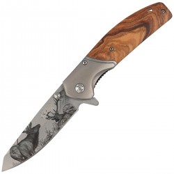 Nóż myśliwski Herbertz Solingen Olive Wood motyw 3D, Jeleń (55009)