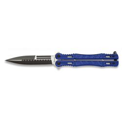 Nóż motylek Martinez Albainox Balisong Blue Aluminium, Black Blade (02101)