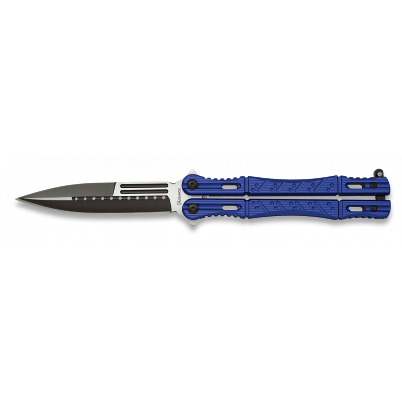 Nóż motylek Martinez Albainox Balisong Blue Aluminium, Black Blade (02101)