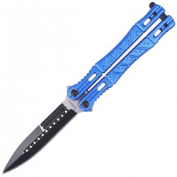 Nóż motylek Martinez Albainox Balisong Blue Aluminium, Black Blade (02101)