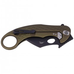 Nóż LionSteel L.E.One Karambit Green Aluminium, Chemical Black MagnaCut by Emerson Design (LE1 A GB)