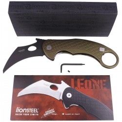 Nóż LionSteel L.E.One Karambit Green Aluminium, Chemical Black MagnaCut by Emerson Design (LE1 A GB)