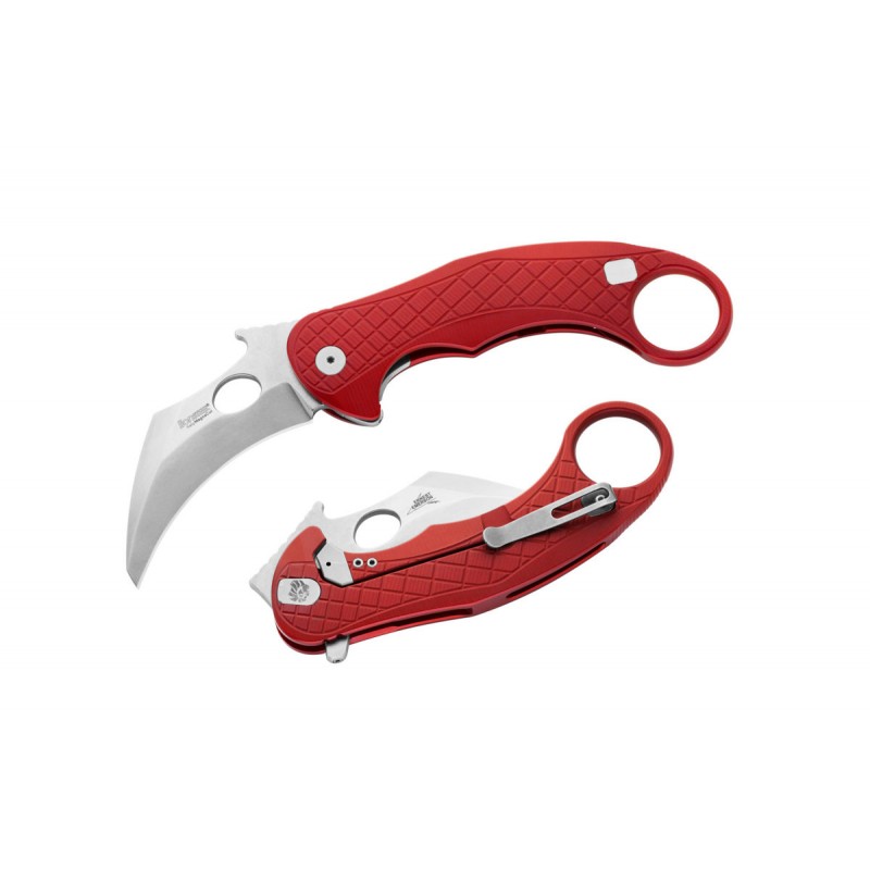 Nóż LionSteel L.E.One Karambit Red Aluminium, Stone Washed MagnaCut by Emerson Design (LE1 A RS)