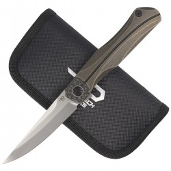 Nóż Bestech Thyra Bronze Stonewash Titanium / Carbon Fiber, Horizontal Satin M390 by Kombou (BT2106B)