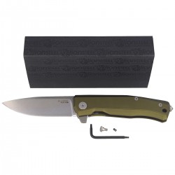 Nóż LionSteel Myto Green Aluminium, Stone Washed M390 by Molletta (MT01A GS)