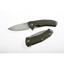 Nóż LionSteel KUR G10 Green, Stone Washed Blade (KUR GR)