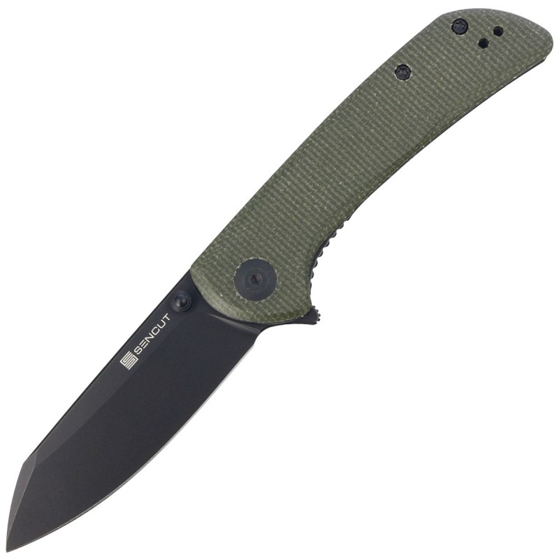 Nóż Sencut Fritch Green Canvas Micarta, Black Stonewashed 9Cr18MoV (S22014-1)