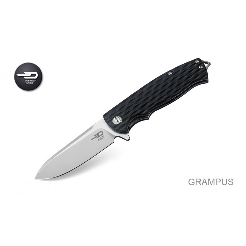 Nóż Bestech Grampus Black G10, Satin / Stonewash D2 (BG02A)