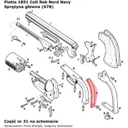 Sprężyna główna rewolwer Pietta 1851 Colt Reb Nord Navy, 1860 Colt Army, 1861 Colt Navy (678)