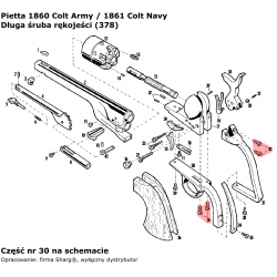 Długa śruba rękojeści 1851 Colt Navy, 1860 Colt Army, 1861 Navy, 1858 Remington (378)