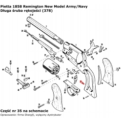 Długa śruba rękojeści 1851 Colt Navy, 1860 Colt Army, 1861 Navy, 1858 Remington (378)