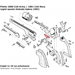 Rygiel spustu blokady bębna Pietta 1851 Colt REB Nord Navy, 1860 Colt Army, 1861 Colt Navy (482)