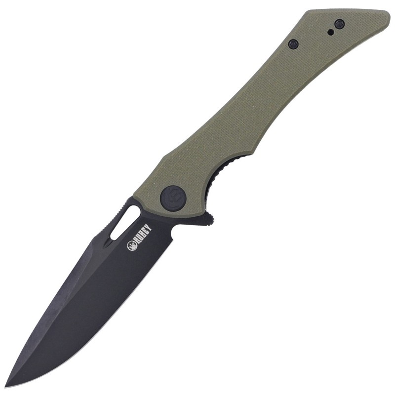 Nóż Kubey Raven Green G10, Dark Stonewashed AUS-10 by Jelly Jerry (KB245I)