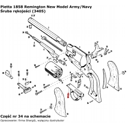 Śruba rękojeści 1836 Colt Paterson, 1851 Colt Navy, 1860 Colt Army, 1858 Remington (3405)