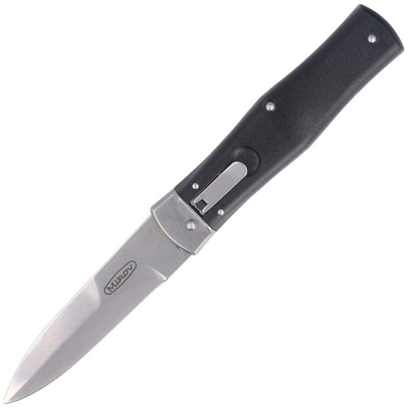 Nóż sprężynowy Mikov Predator, Black ABS, Stonewash N690 (241-BH-1/STN/KLIP)