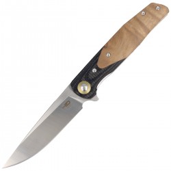 Nóż Bestech Ascot Carbon Fiber / Black G10 / Lightburl Wood, Satin 14C28N (BG19D)