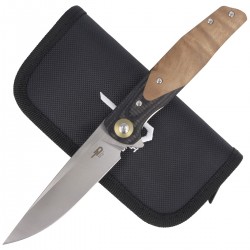 Nóż Bestech Ascot Carbon Fiber / Black G10 / Lightburl Wood, Satin 14C28N (BG19D)