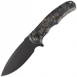 Nóż Civivi Praxis Shredded Carbon Fiber / Golden Shred, Black Stonewashed 9Cr18MoV (C803J)