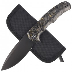 Nóż Civivi Praxis Shredded Carbon Fiber / Golden Shred, Black Stonewashed 9Cr18MoV (C803J)