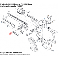 Śruba pobojczyka do rewolweru 1860 Colt Army, 1861 Colt Navy (1573)