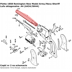 Lufa oktagonalna .44 Pietta 1858 Remington Model Army / Navy Sheriff (A434/SH44)