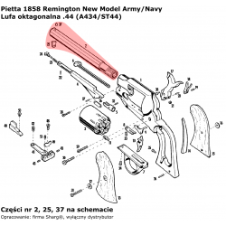 Lufa oktagonalna .44 Pietta 1858 Remington Model Army/Navy (A434/ST 44)