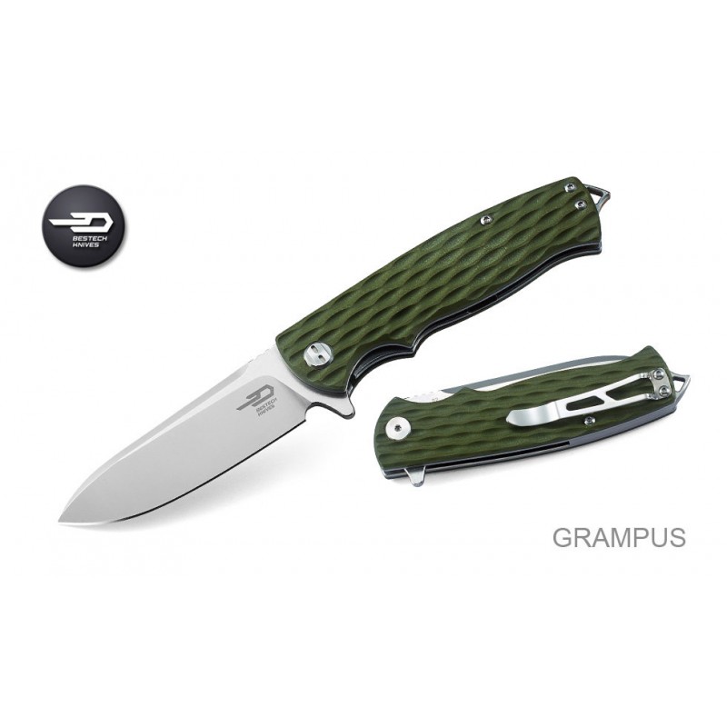 Nóż Bestech Grampus Olive G10, Stonewash / Satin D2 (BG02B)