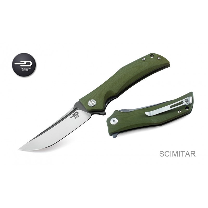 Nóż Bestech Scimitar Olive G10, Stonewashed / Satin D2 (BG05B-2)