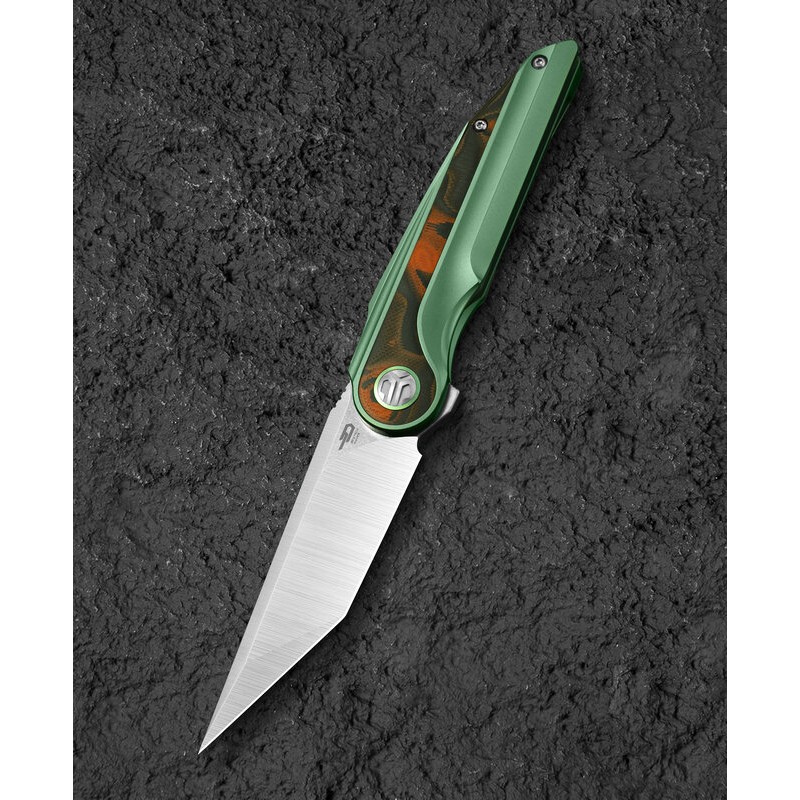 Nóż składany Bestech Blind Fury Orange Carbon Fiber / Green Titanium, Stonewashed / Satin M390 by Grzegorz Grabarski (BT2303C)