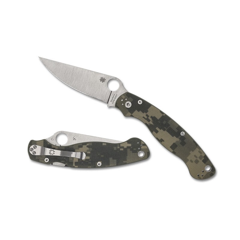 Nóż składany Spyderco Military 2 Camo G10, Satin Plain CPM S30V by Sal, Eric Glesser (C36GPCMO2)