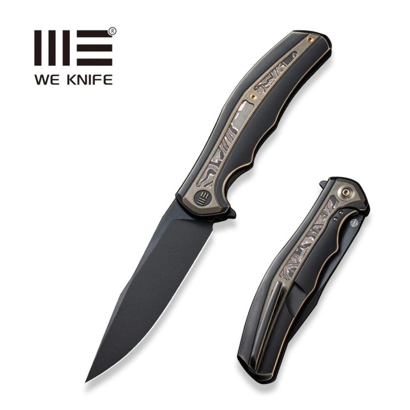 Nóż składany WE Knife Zonda Black/Bronze Titanium / Copper Foil Carbon Fiber, Black Stonewashed/Brushed CPM 20CV by Kellen Bogar