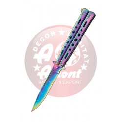 Nóż składany motylek Third Balisong Rainbow Stainles Steel, Rainbow 420 (K2099)