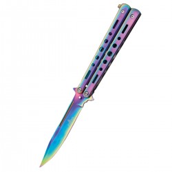 Nóż składany motylek Third Balisong Rainbow Stainles Steel, Rainbow 420 (K2099)