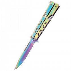 Nóż składany motylek Third Balisong Rainbow Stainless Steel, Rainbow 420 (K2450)