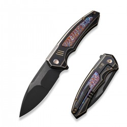 Nóż składany WE Knife Hyperactive Black/Flamed Titanium, Black Stonewashed Bevels/Black Brushed Vanax (WE23030-4)