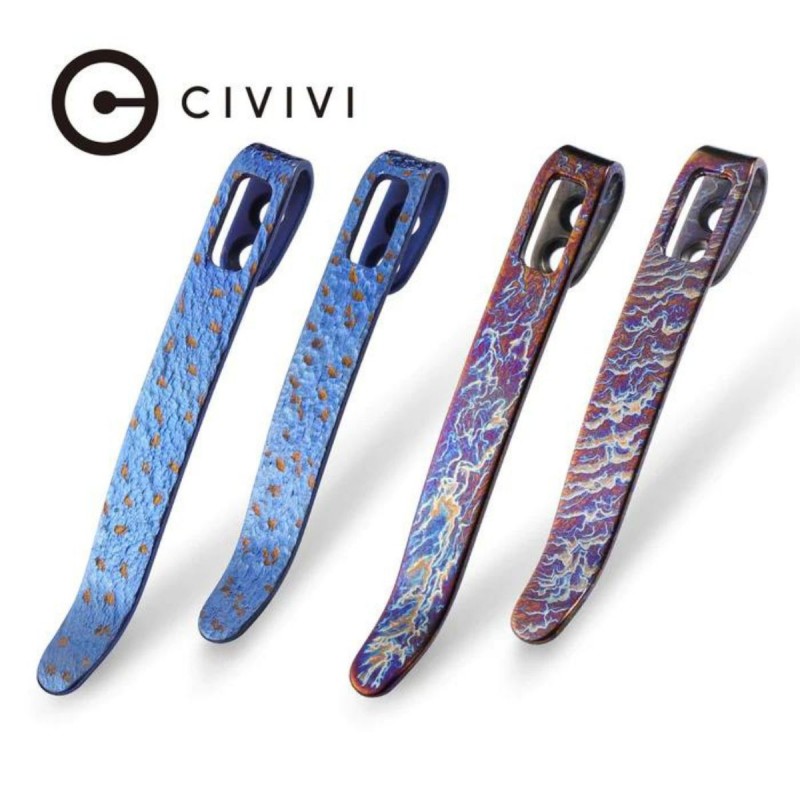 Klips Civivi 4 sztuki 50 mm / 55 mm Flamed Blue / Purple / Golden Titanium, bez śrub (T002C)