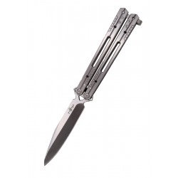 Nóż składany motylek Third Balisong Grey Stainless Steel, Satin 420 (K2920B)